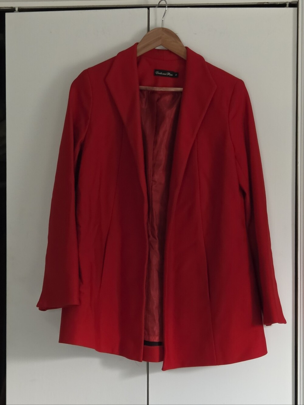 Estelle And Finn Classic Red Open-Front Blazer by